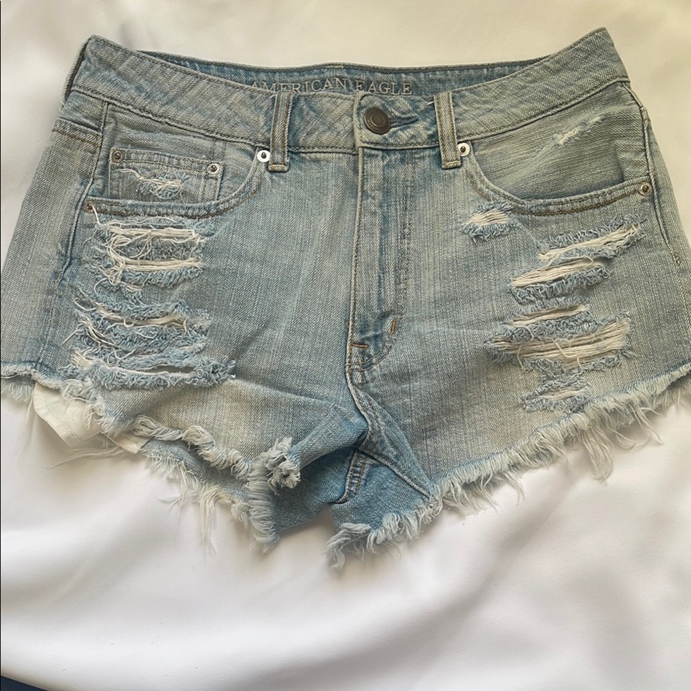 American Eagle Outfitters Light Blue Distressed Denim‎ Shorts